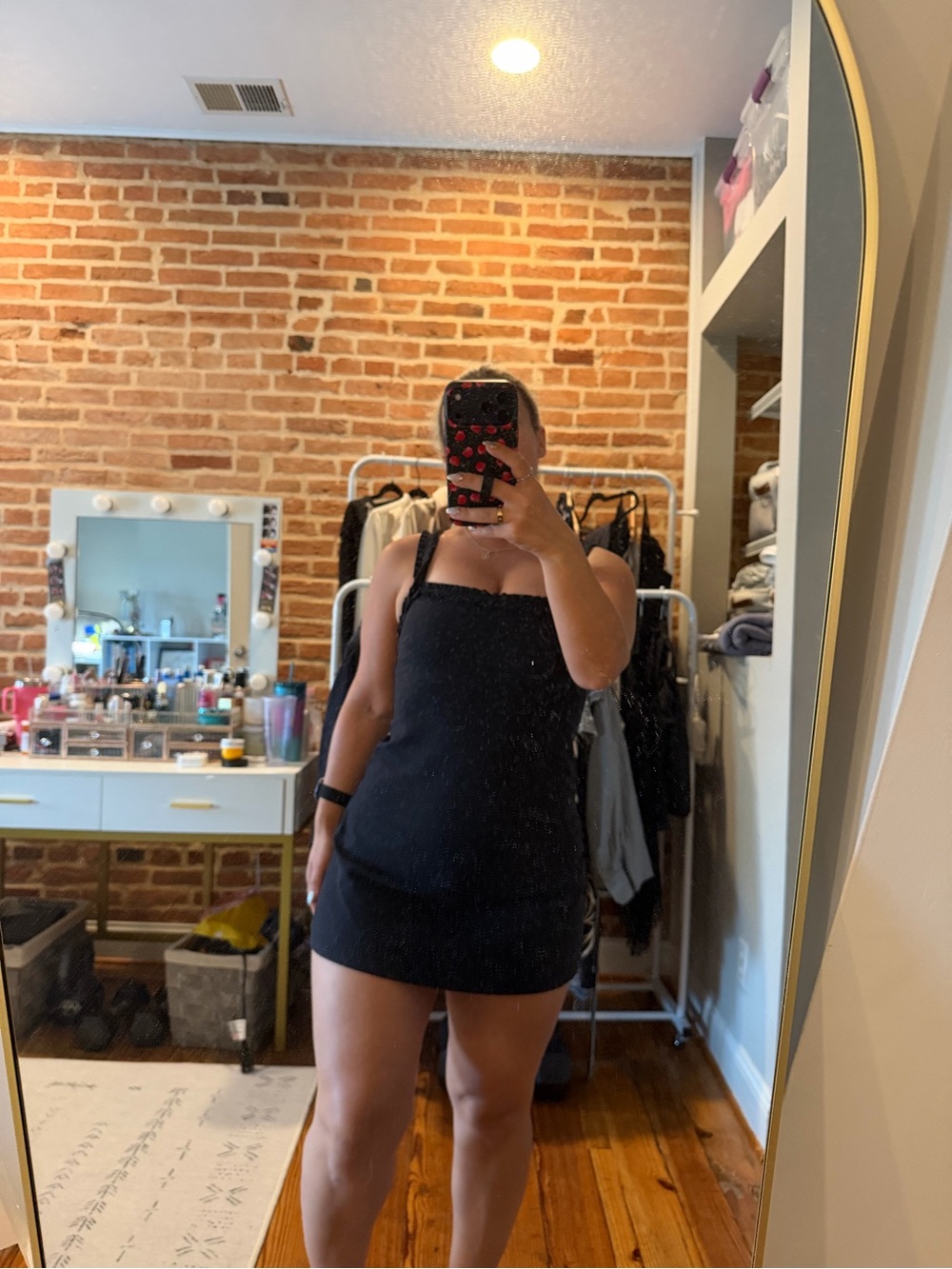 Abercrombie YPB studioFLEX Scrunchie Strap Mini Dress Black S